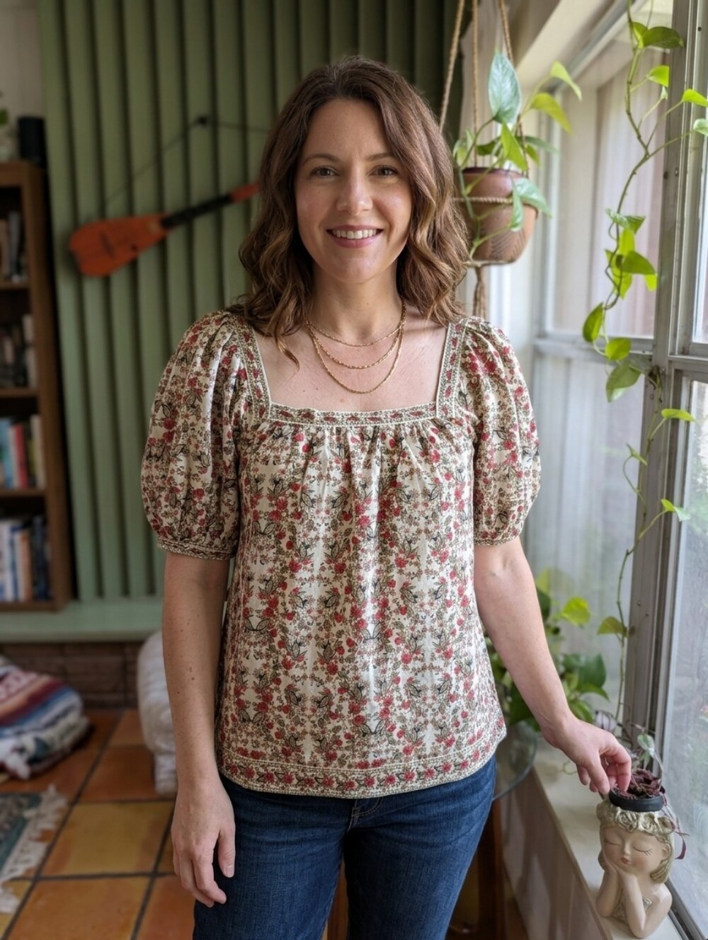 Max Studio Cotton Blend Peasant Top.